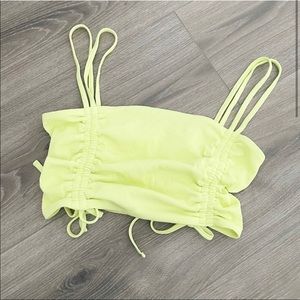 Arie Neon Yellow/green cinched Bikini top size M